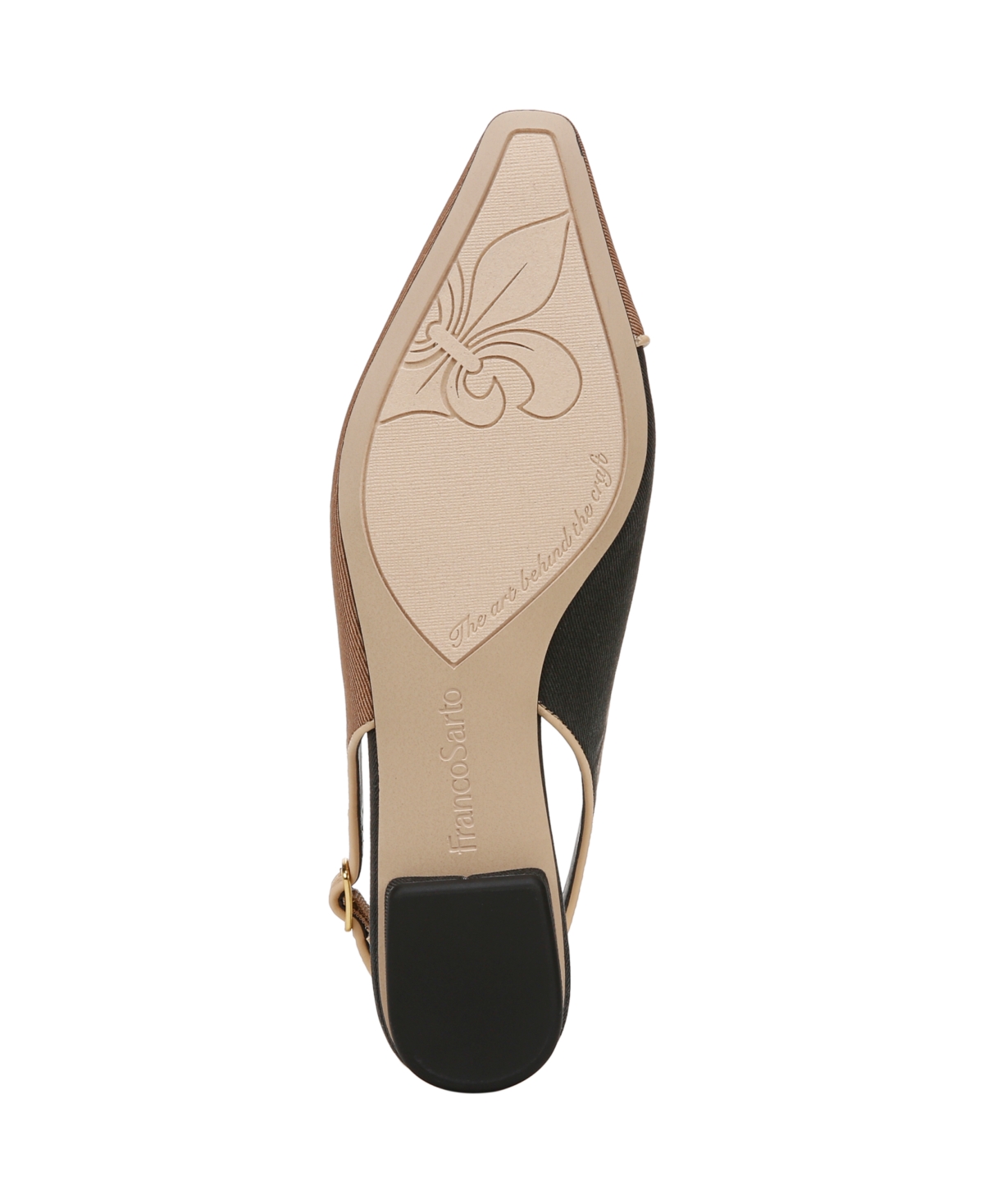 Franco Sarto Women's Raena 2 Pointed Toe Slingback Flats In Tan,black Twill Fabric