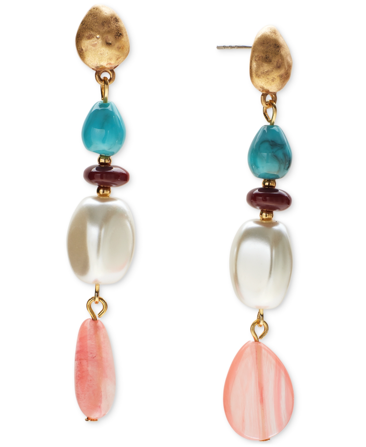 Gold-Tone Mixed Bead Linear Drop Earrings, Exclusively at Macy's - Multi