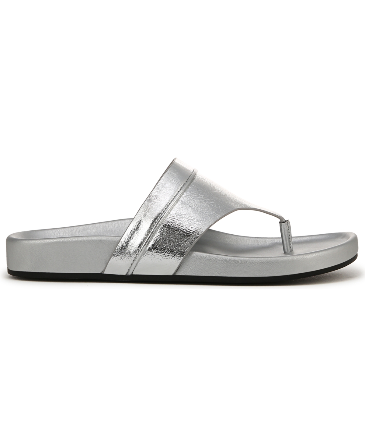 Franco Sarto Women's Brooks Open Round Toe Thong Sandals In Silver Faux Leather