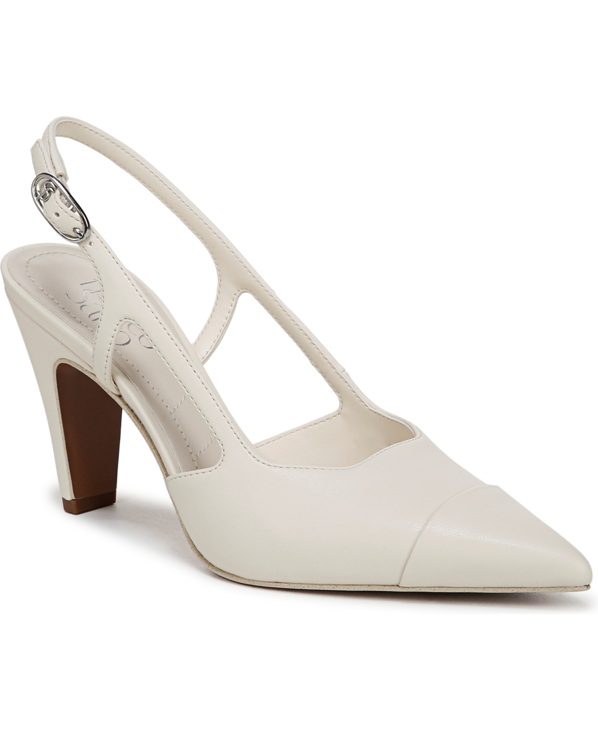 Women's Sabrina Pointed Toe Slingbacks Pumps - Cream White Faux Leather