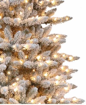 Puleo 9FT Pre-Lit Slim Flocked Franklin Fir Artificial Christmas Tree