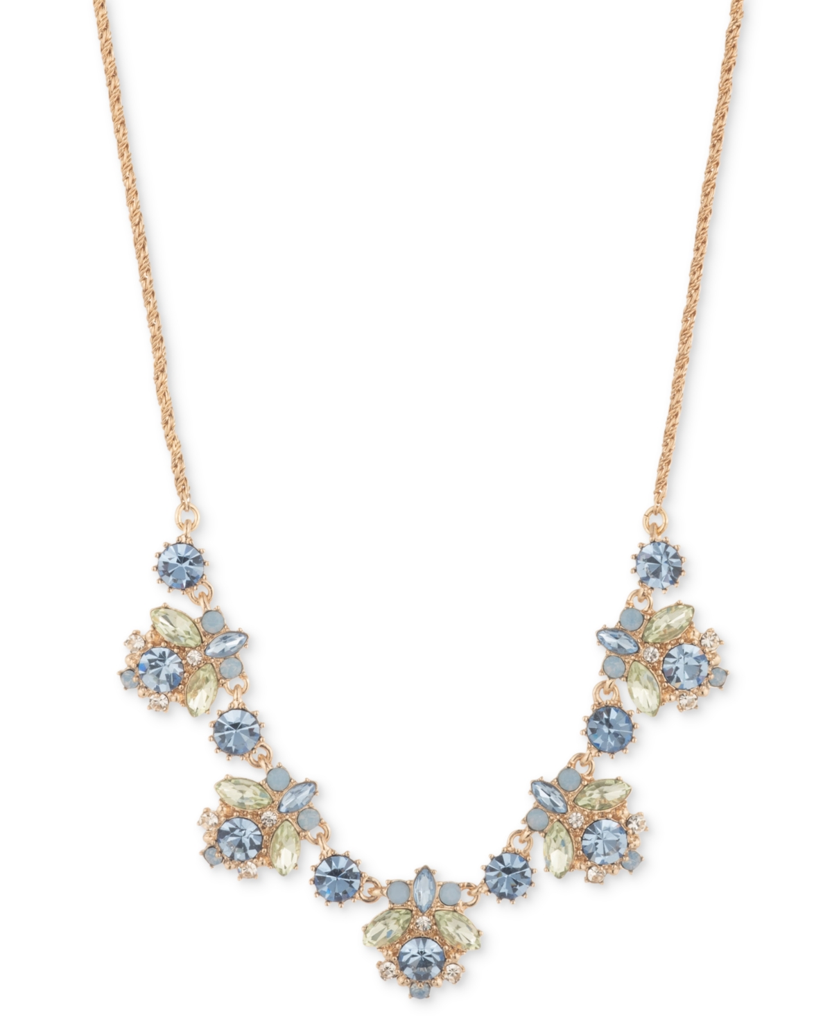 Gold-Tone Mixed Crystal Cluster Statement Necklace, 16" + 3" extender - Navy