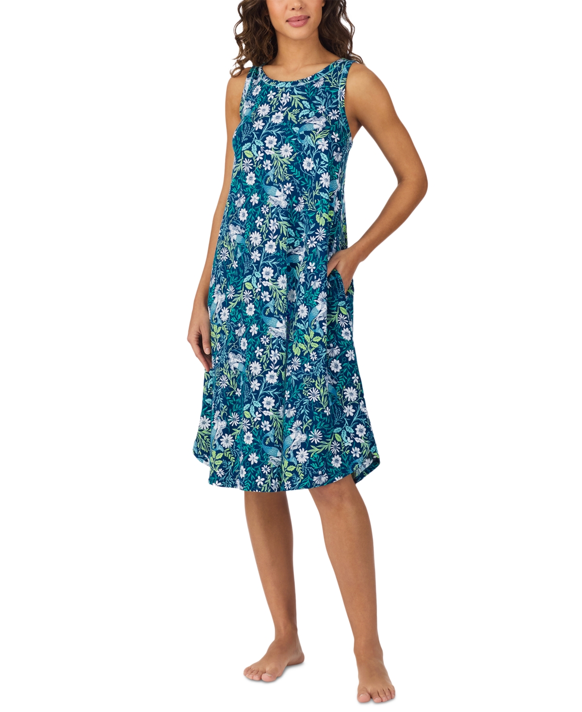 Cuddl Duds Women's Printed Sleeveless Midi Nightgown In Blue