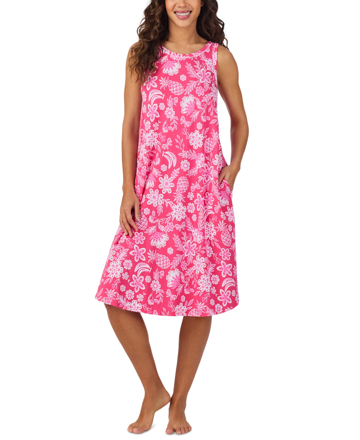 Women's Printed Sleeveless Midi Nightgown - Tropical