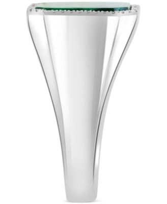 EFFY&reg; Men's Malachite & Diamond (1/6 ct. t.w.) Halo Ring in Sterling Silver