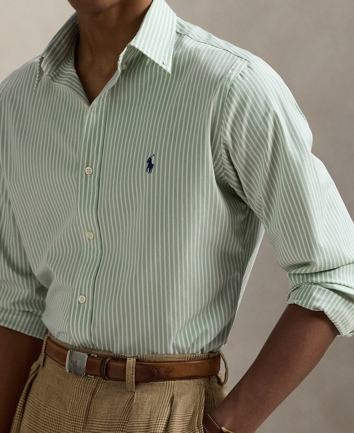 Polo Ralph Lauren Men's Classic-fit Stretch Poplin Shirt In Green