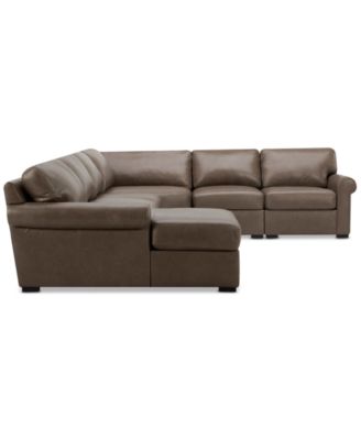 Radley Roll Arm 152" 5-Pc. Leather Wedge Corner Chaise Sectional