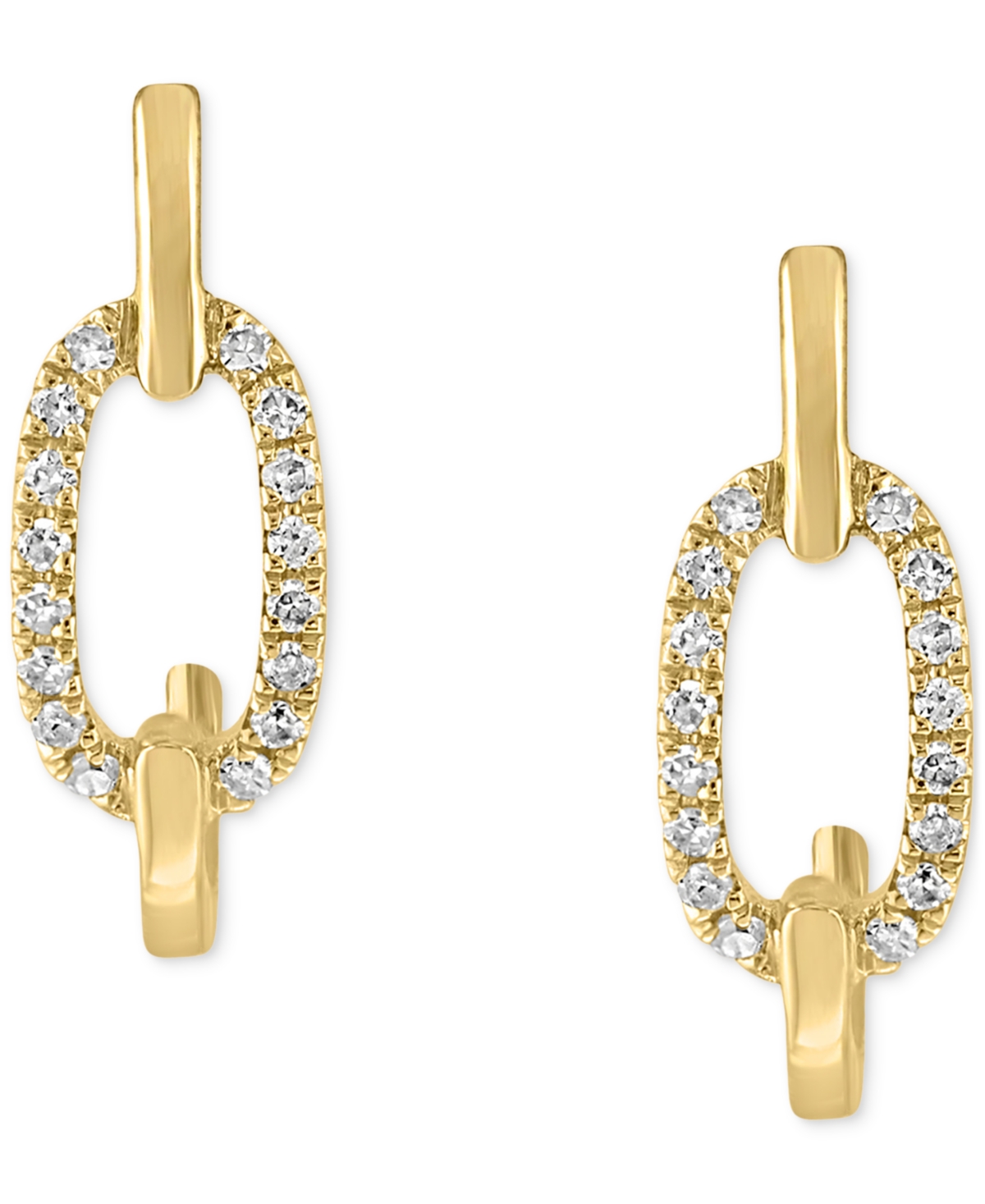 Diamond Link Small Hoop Earrings (1/6 ct. t.w.) in 14k Gold - Yellow Gold