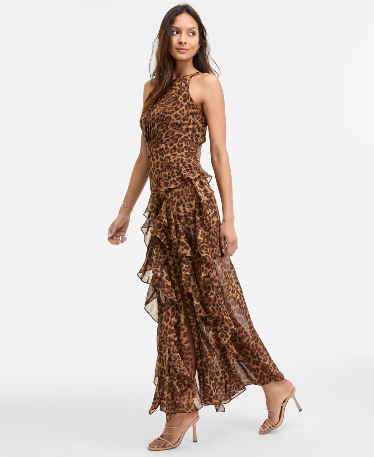 Betsy & Adam Women's Printed Sheath Chiffon Halter Dress