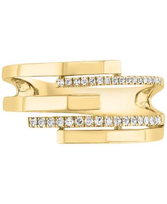 Diamond Asymmetrical Multirow Statement Ring (1/6 ct. t.w.) in 14k Gold