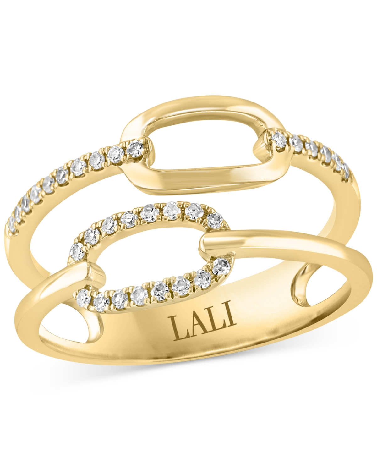 Diamond Chain Link Double Row Ring (1/6 ct. t.w.) in 14k Gold - Yellow Gold