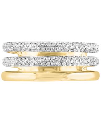 Diamond Triple Row Ring (3/8 ct. t.w.) in 14k Two-Tone Gold