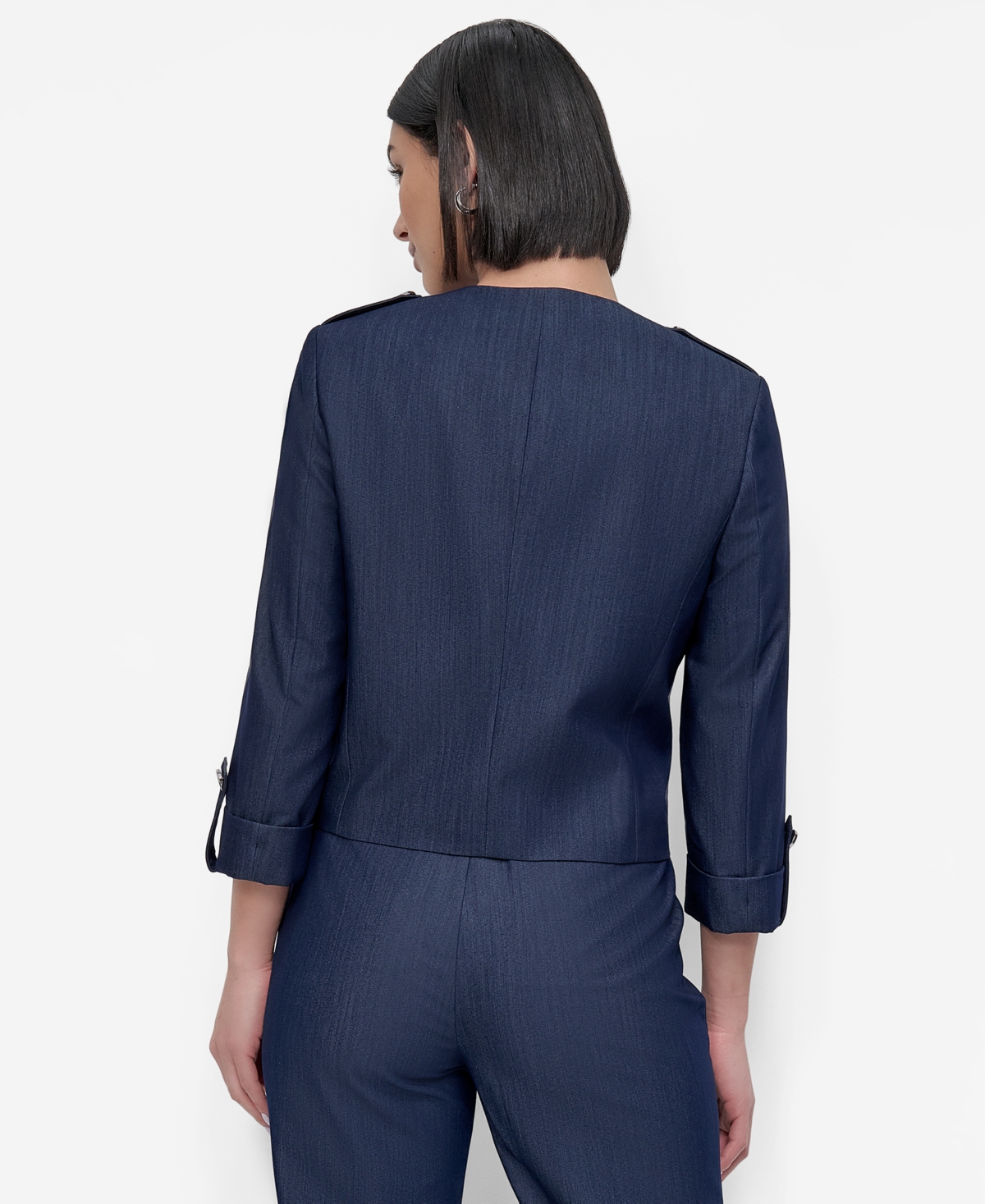DKNY WOMEN'S ROLL-TAB-SLEEVE ZIP-FRONT JACKET 