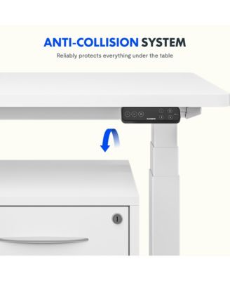 E7-COMMERCIAL 48  W Electric Adjustable Standing Desk, Rectangular Chipboard Top and Base , All White