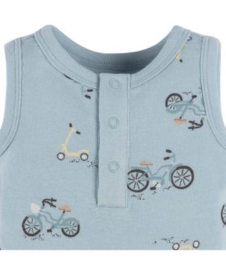 Baby Boys 4-Pack Sleeveless Onesies Bodysuits, Blue Bike