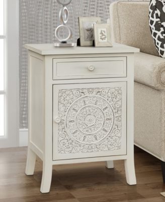 Gallerie Decor Antiqued Carved Side Table