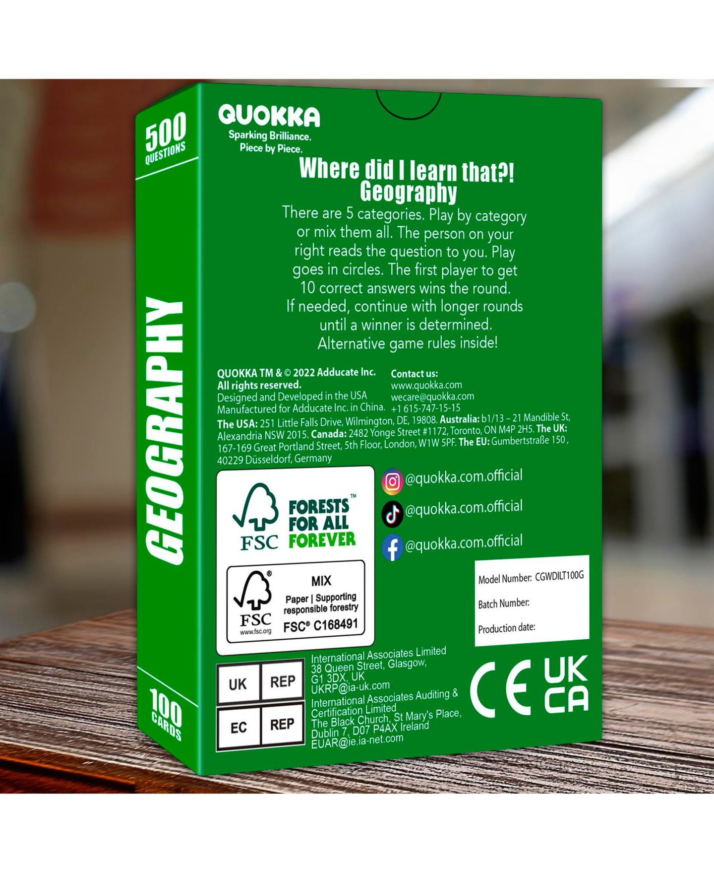 Детская карточная игра Quokka Where Did I Learn That? Science Trivia 500-Question Card Game, Ages 15+, цвет: Geography — фото 7