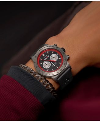 Men's Chronograph Black Silicone Watch, 44mm