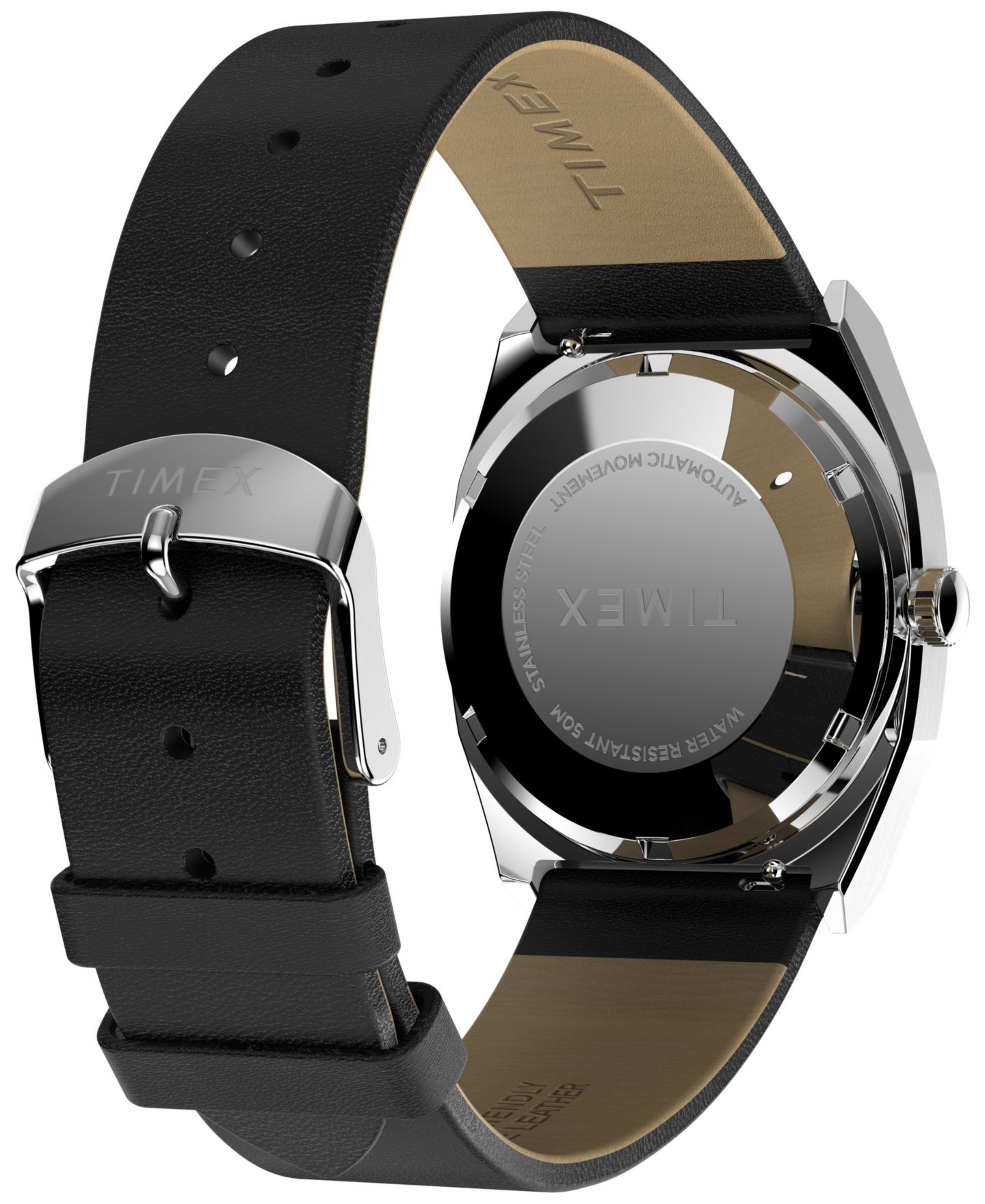 Мужские часы Timex Mechanical Automatic Black Leather Watch, 34mm — фото 4