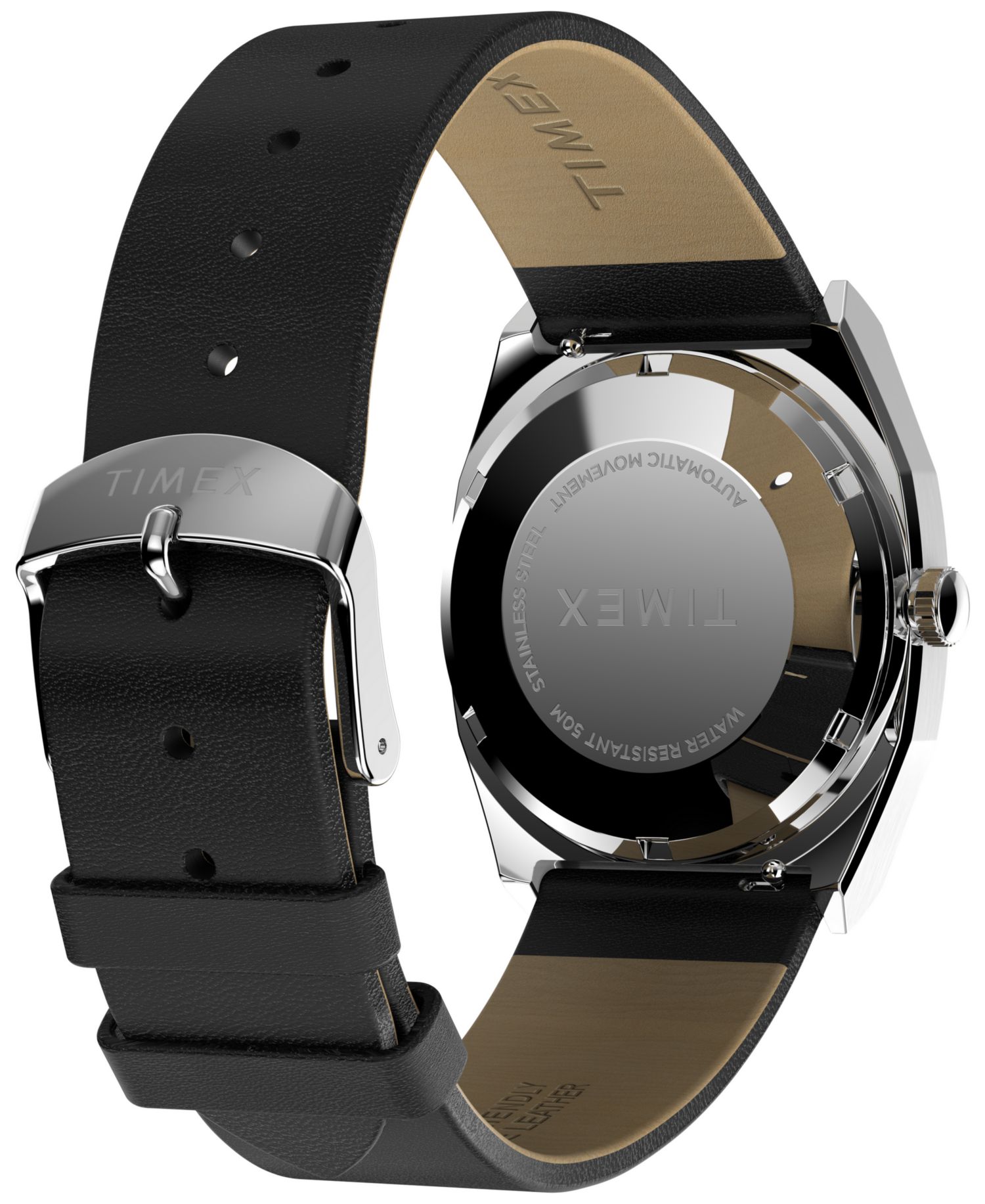 Men's Mechanical Automatic Black Leather Watch, 34mm