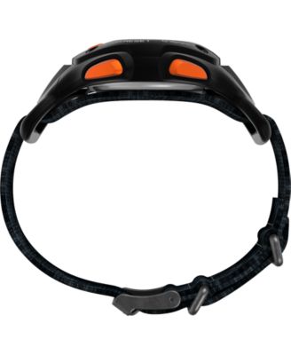 Men's Quartz Digital Black Leather Watch, 38mm