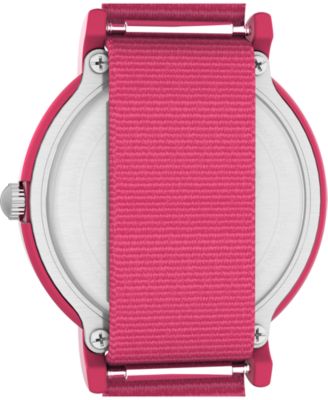 Women's Quartz Analog Pink Nylon Watch, 34mm