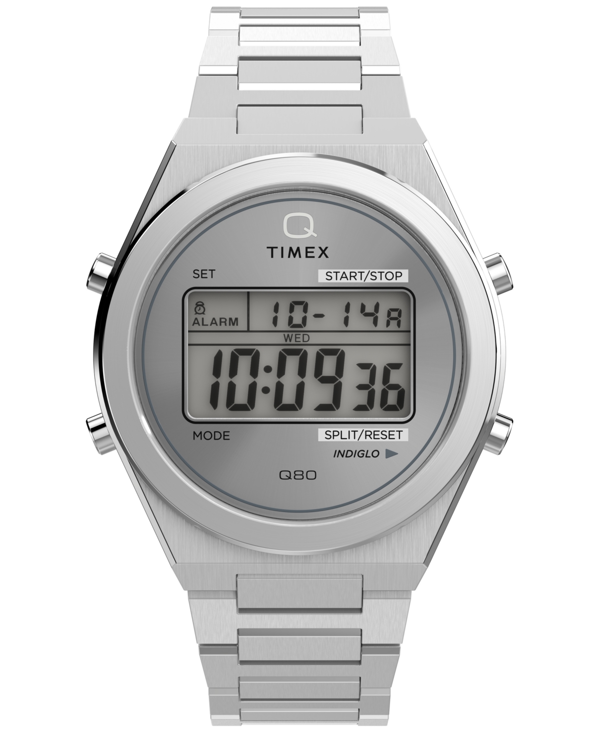 Timex Men's Quartz Digital Silver-tone Stainless Steel Watch, 39mm In Silver