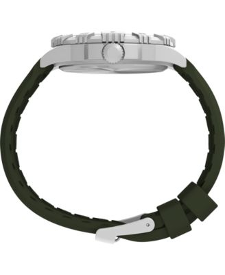 Men's Quartz Analog Green Silicone Watch, 45mm