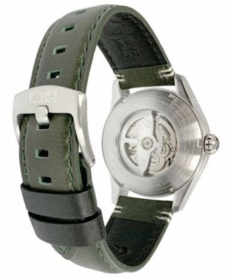 Men's Spitfire Smith Automatic Green Leather Strap Watch, 42mm