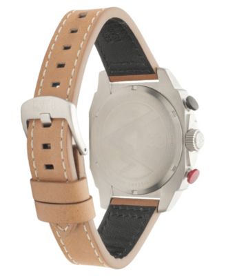 Men's Hawker Hunter Atlas Dual-Time Chronograph Brown Leather Strap Watch, 43mm