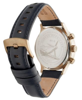 Men's Hawker Hurricane Classic Chronograph Blue Leather Strap Watch, 43.5mm