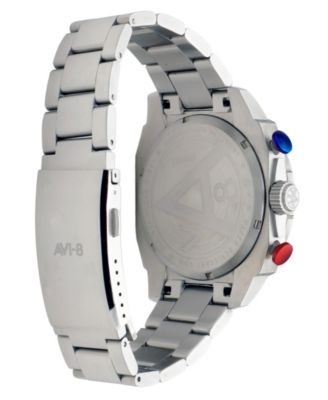 Men's Hawker Hunter Atlas Dual-Time Chronograph Solid Stainless Steel Bracelet Watch, 44mm