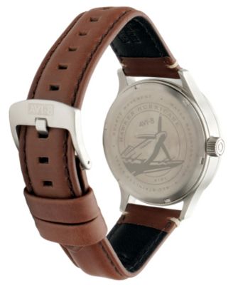 Men's Hawker Hurricane McKellar Dual-Time Brown Leather Strap Watch, 44mm