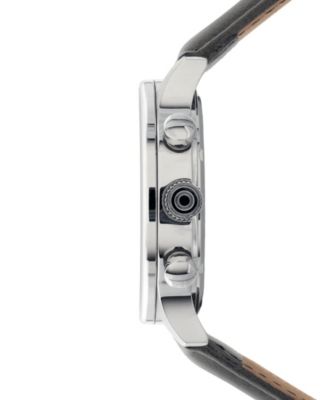 Men's Hawker Hurricane Classic Chronograph Gray Leather Strap Watch, 43.5mm