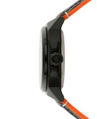 Men's Bell X-1 Machbuster Automatic Black Rubber and Leather Strap Watch, 41mm