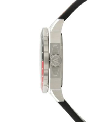 Men's Hawker Hunter Atlas GMT Automatic Black Leather Strap Watch, 44mm