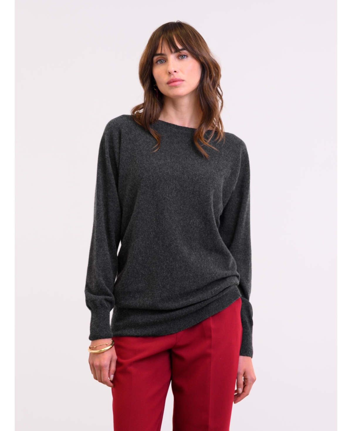 Women's Geelong Slash Neck Sweater - Charcoal