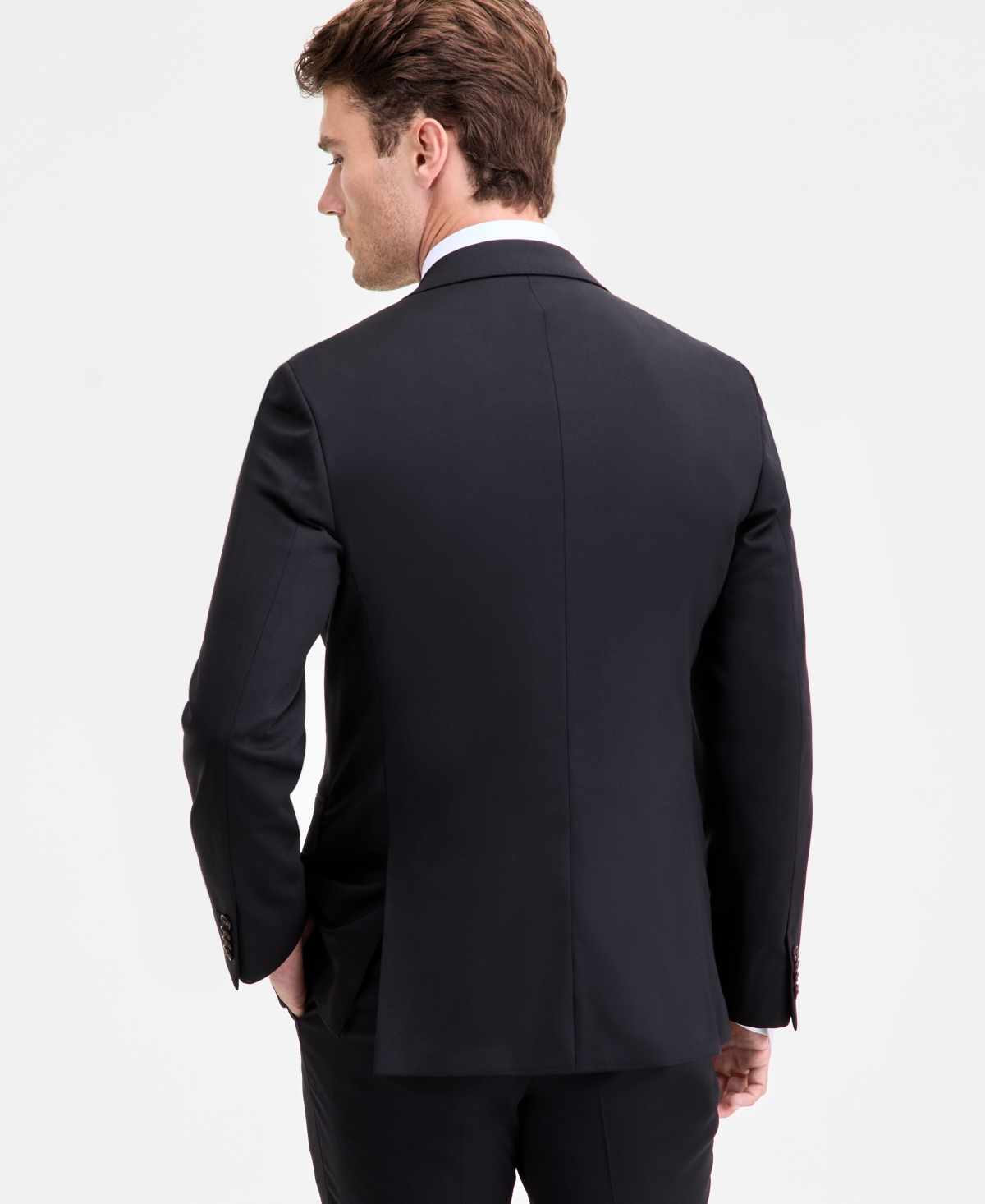Ted By Ted Baker Men's Modern-fit Black Solid Wool-blend Suit Separate Jacket In Black