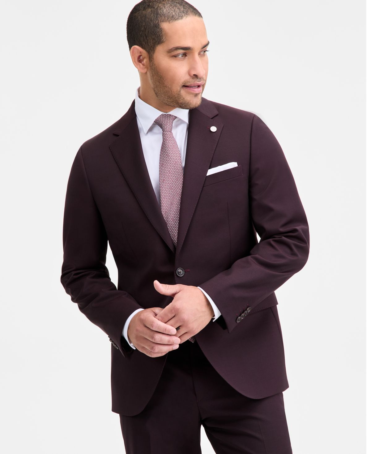 Мужской костюм из смеси шерсти Бордо современного покроя с отдельным пиджаком