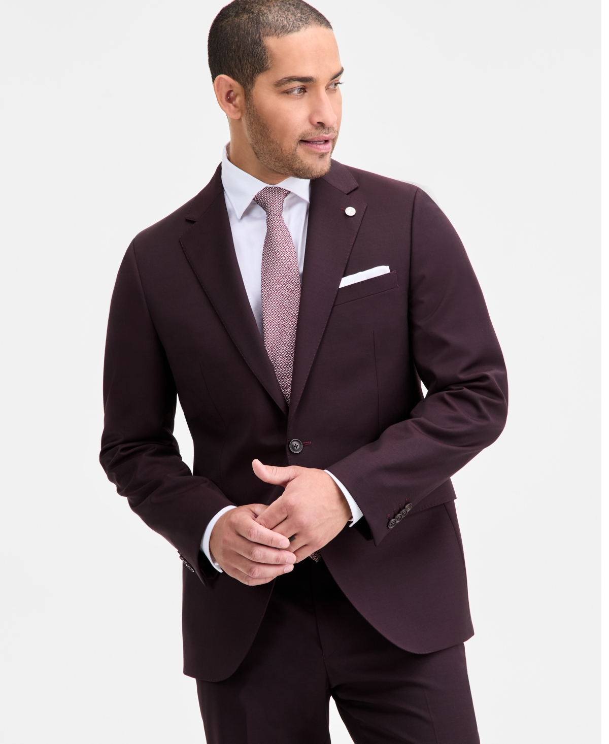 Ted By Ted Baker Men's Modern-fit Bordeaux Wool-blend Suit Separate Jacket In Red