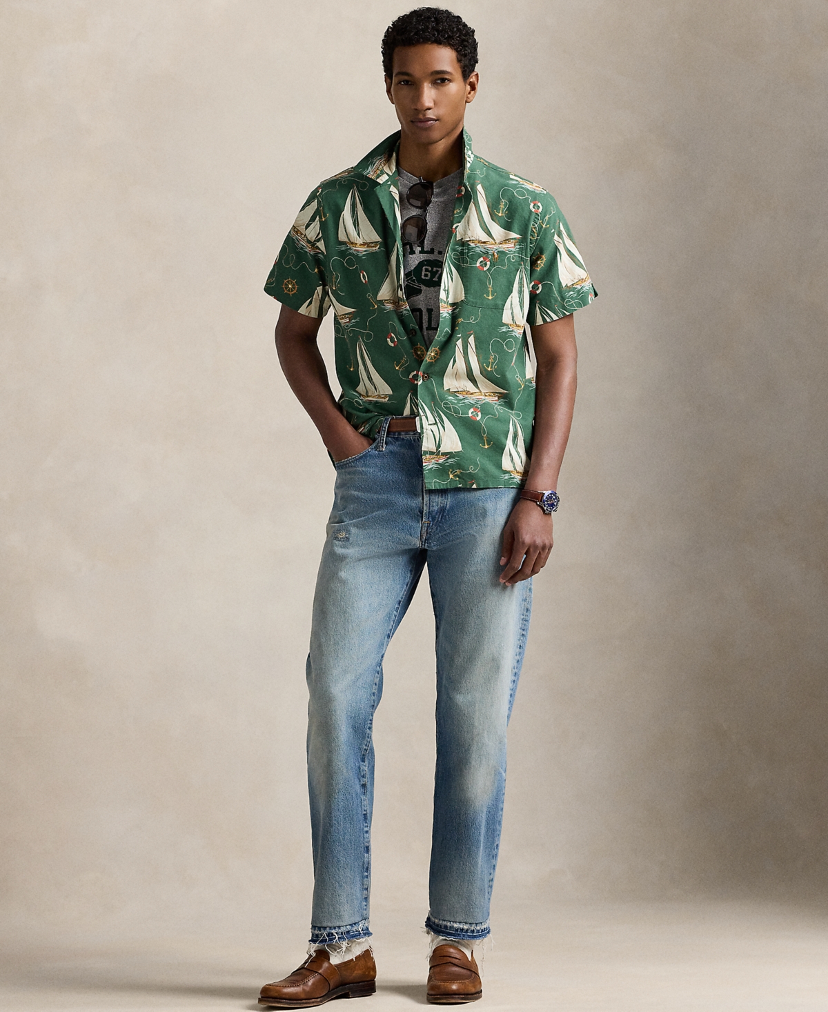 Polo Ralph Lauren Men's Classic-fit Sailboat Oxford Camp Shirt