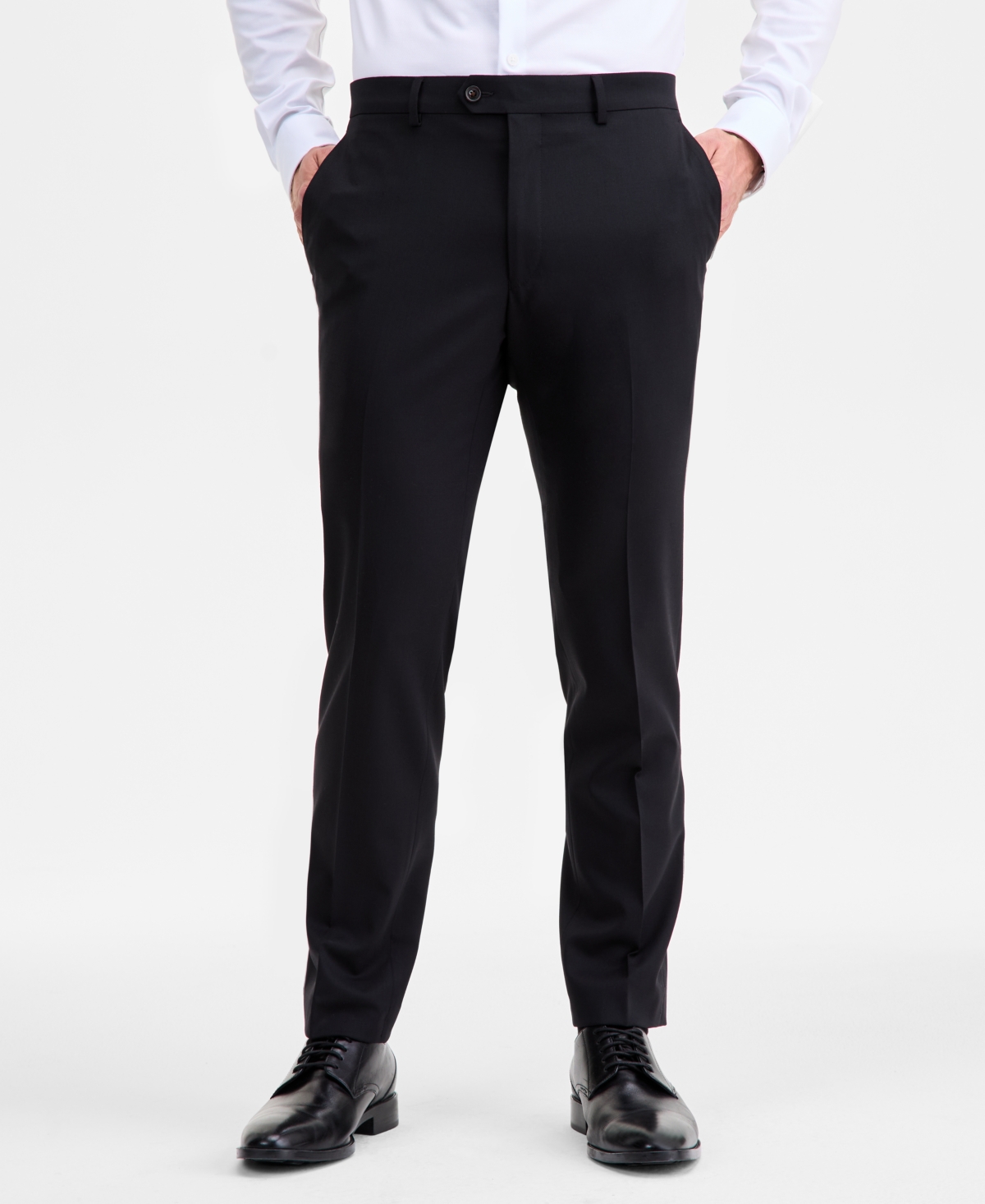 Ted By Ted Baker Men's Modern-fit Stretch Black Solid Wool-blend Suit Separate Pants In Black