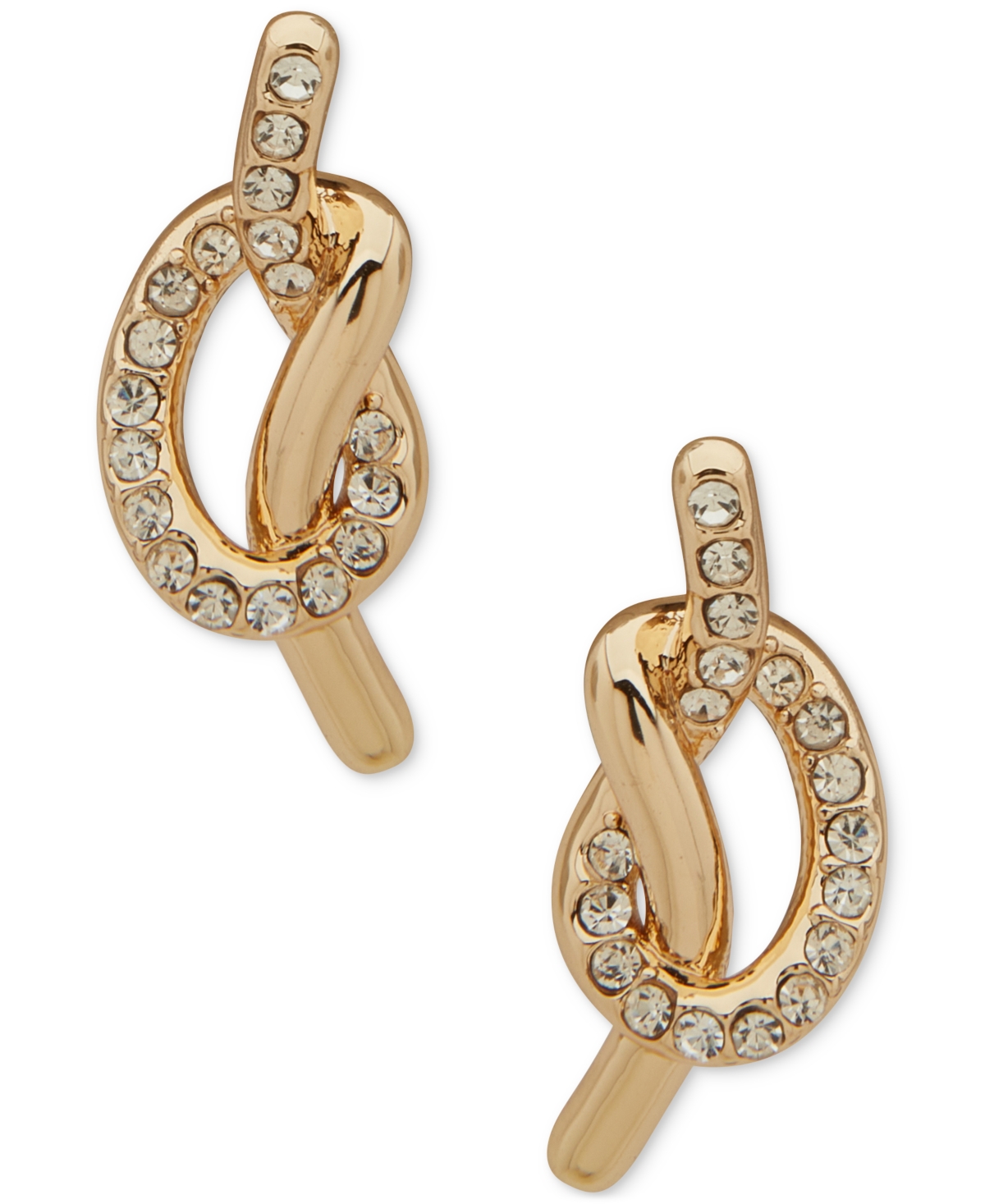 Gold-Tone Pave Crystal Knot Stud Earrings - Crystal White