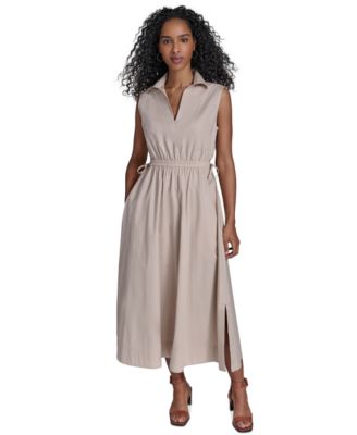 Calvin Klein - Women's Cotton Drawstring Sleeveless Midi Dress