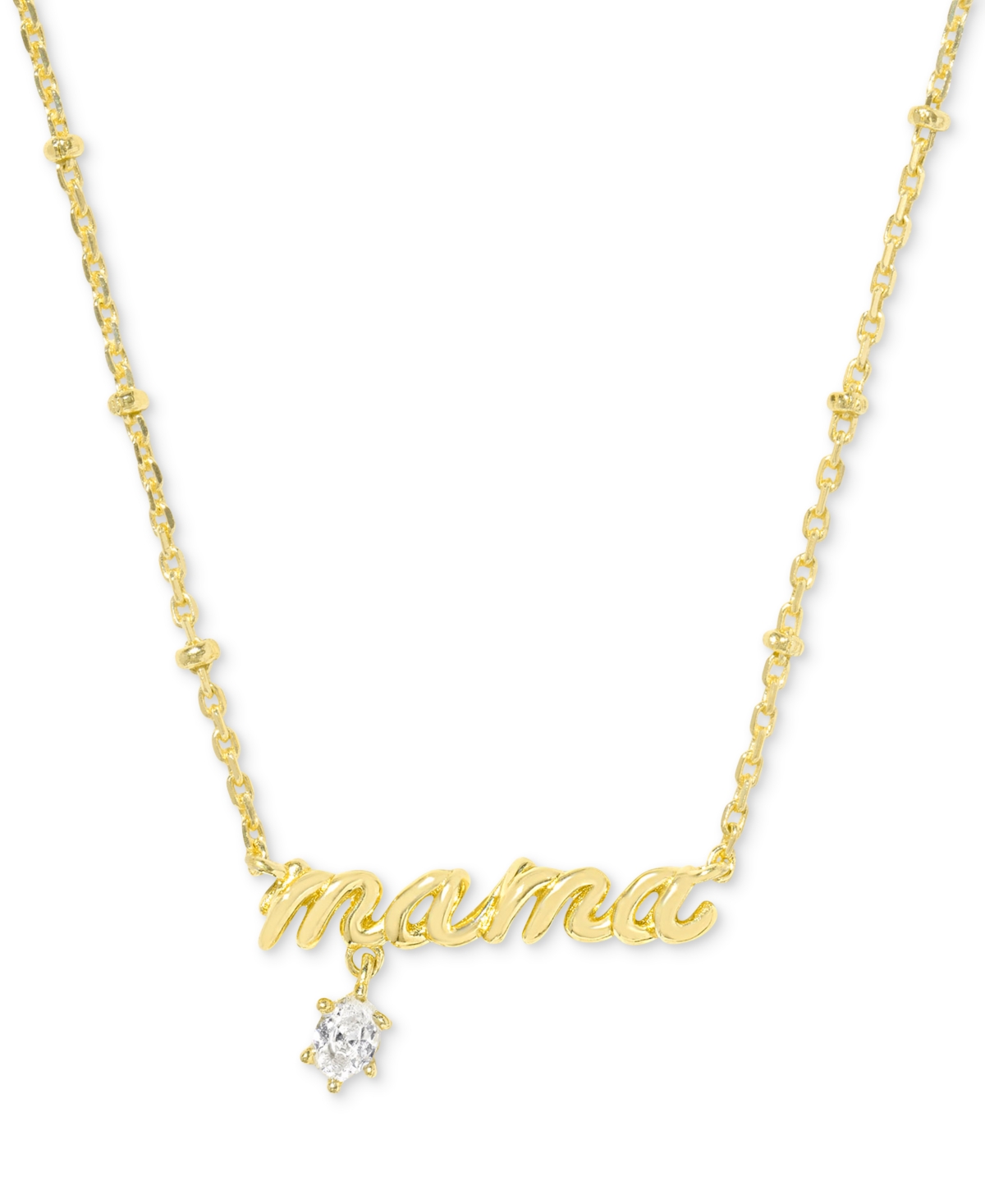 14k Gold-Plated Crystal Mama 19" Adjustable Pendant Necklace - Gold
