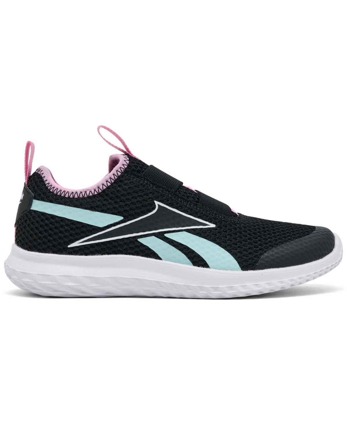 Reebok Little Girls Rush Runner Slip-on Casual Sneakers From Finish Line In Black,aqua