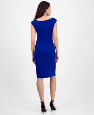 Women's Gathered Faux-Wrap Sheath Dress