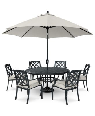 Wythburn Outdoor Dining 7pc Set (60" Round Table & 6 Lattice Dining Chairs)