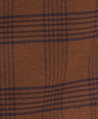 Men's Classic-Fit Brown/Navy Plaid Suit Separate Vest