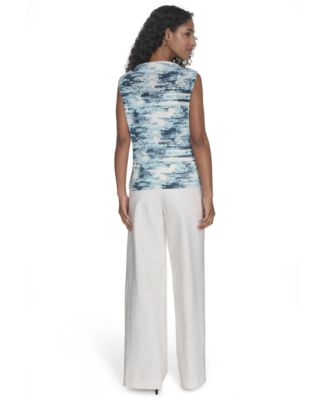 売れ筋商品|||カルバンクライン カットソー トップス レディース Petite Printed Pleated Sleeveless Top Positano Multi Calvin Klein Petite Printed Pleated Sleeveless Top - Macy's